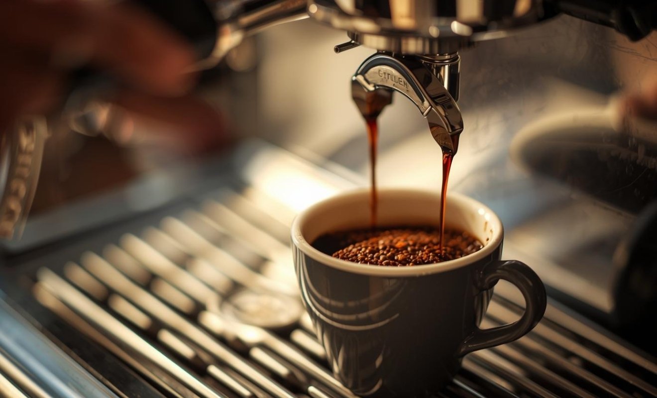 Cafe Crema wird mit Siebträger zubereitet