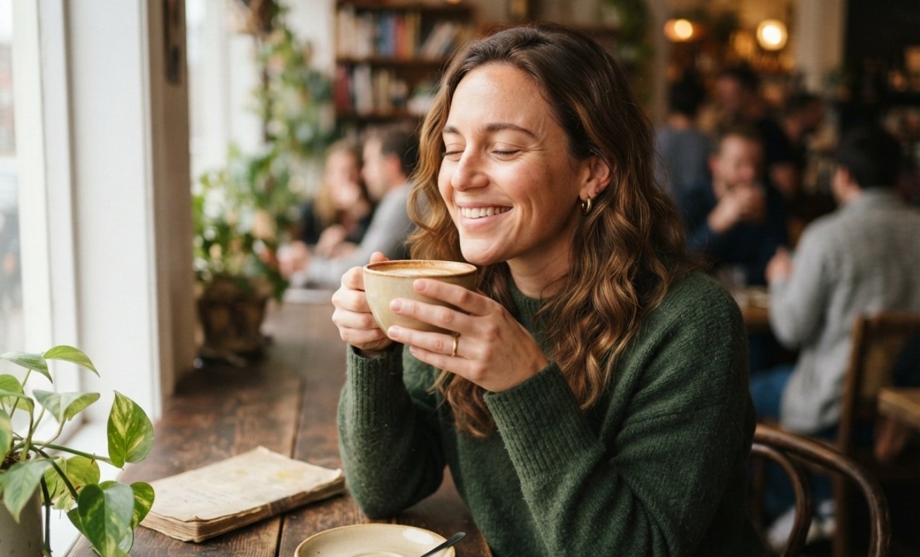 Frau genießt Bester Filterkaffee