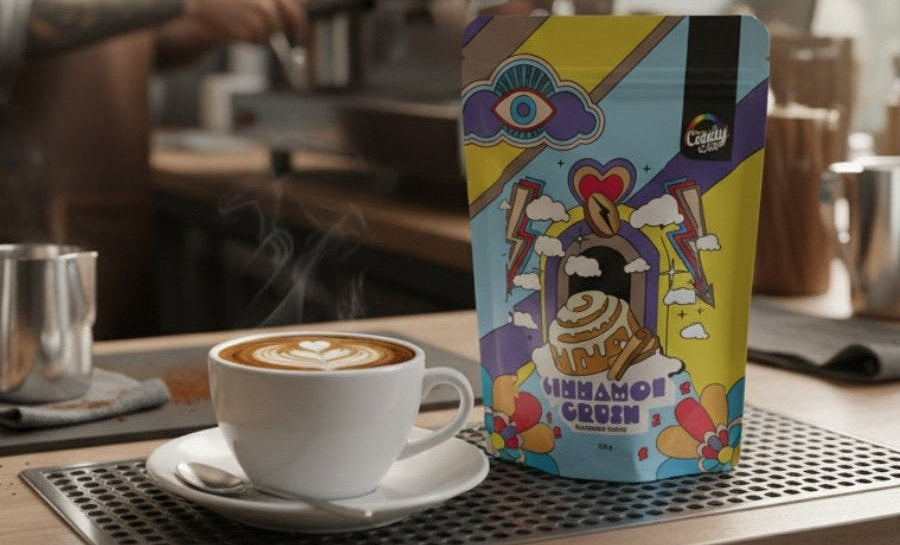 Candy Club Kaffee auf Tresen von Cafe