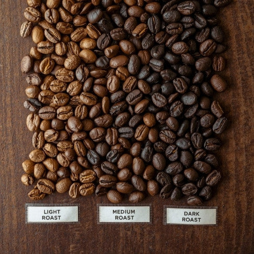 Espresso Bohnen unterschiedlicher Röstungen nebeneinander