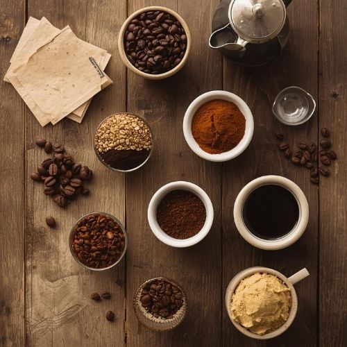 verschiedene Filterkaffee von oben