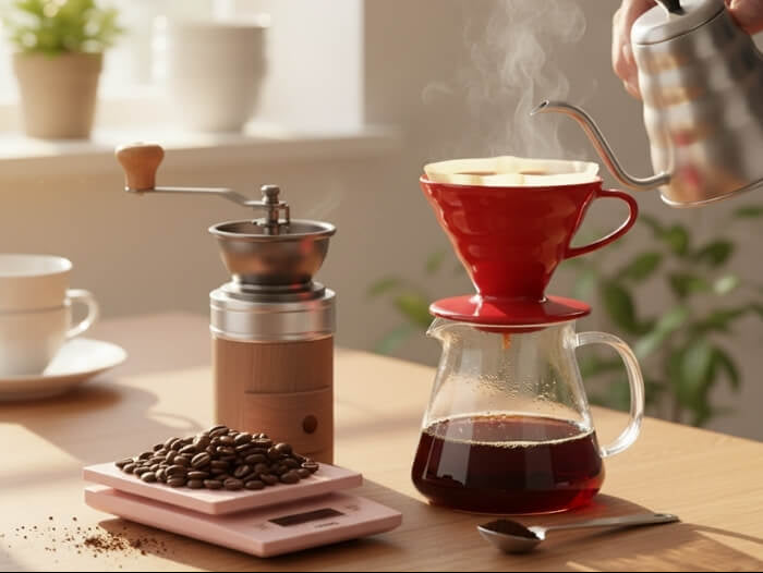 Filterkaffee Zubehör in Sonnenlicht