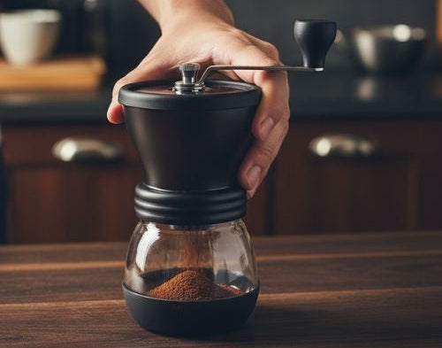 Kaffeemühle in Hand 