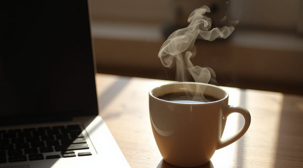Karamell Kaffee auf Tisch