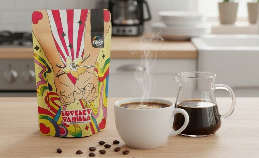 Vanille-Kaffee auf Tisch